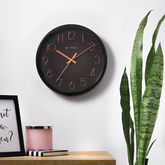 Titan Contemporary Black Wall Clock with Silent Sweep Technology - 30.8 cm x 30.8 cm (Medium) W0003PA01A