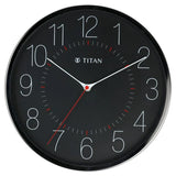 Titan Metallic Black Wall Clock with Slim Hands - 30 cm x 30 cm (Medium) NSW0007MA01A - KRISHNA WATCH COMPANY