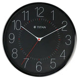 Titan Metallic Black Wall Clock with Slim Hands - 30 cm x 30 cm (Medium) NBW0007MA01A - KRISHNA WATCH COMPANY