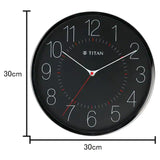 Titan Metallic Black Wall Clock with Slim Hands - 30 cm x 30 cm (Medium) NBW0007MA01A - KRISHNA WATCH COMPANY