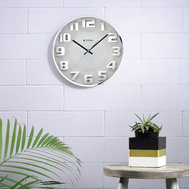 Metallic Wall Clock - Moulded Dial with solid numbers - W0008MA01