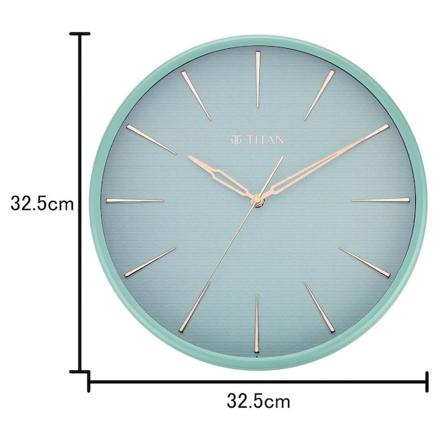Titan Contemporary Peacock Green Wall Clock in a Matte Finish with a Textured Dial 32.5 x 32.5 cm (Medium) W0013PA02