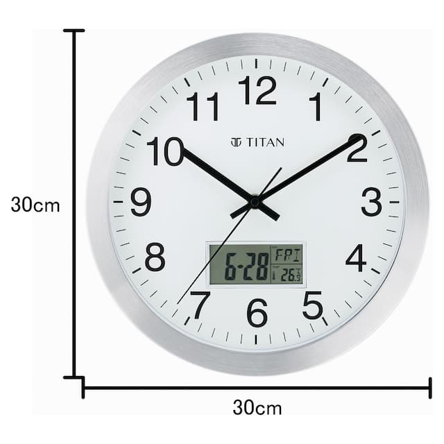 Metallic Wall Clock with Digital Display - 30 cm x 30 cm (Medium)  W0021MC03A