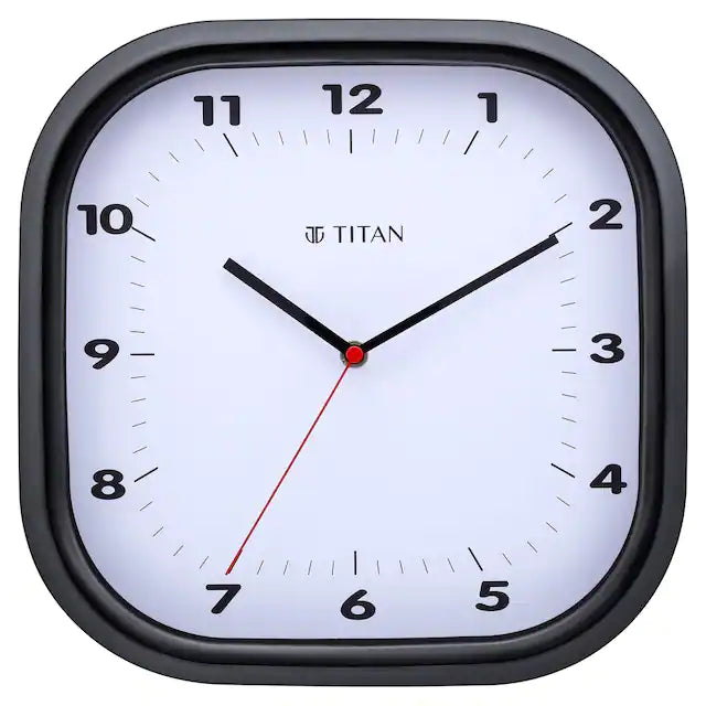 Titan Contemporary Black Wall Clock with Silent Sweep Technology - 30.8 cm x 30.8 cm (Medium) W0040PA01A