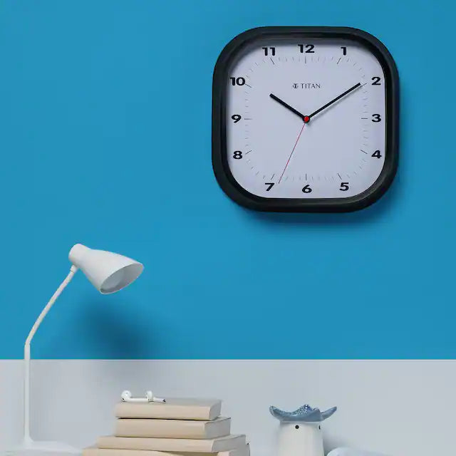 Titan Contemporary Black Wall Clock with Silent Sweep Technology - 30.8 cm x 30.8 cm (Medium) W0040PA01A