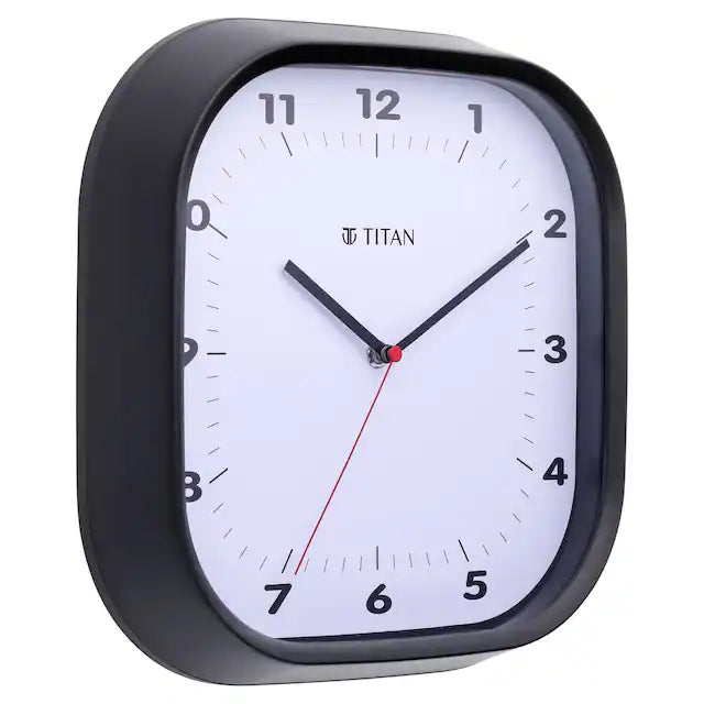 Titan Contemporary Black Wall Clock with Silent Sweep Technology - 30.8 cm x 30.8 cm (Medium) W0040PA01A