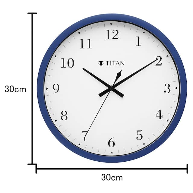 Titan wall clock Classic Blue Wall Clock with Silent Sweep Technology - NSW0044PA03A - KRISHNA WATCH COMPANY