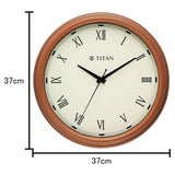 Titan Classic Brown Wall Clock with Silent Sweep Technology - 32.5 cm x 32.5 cm (Medium) W0045PA02A - KRISHNA WATCH COMPANY