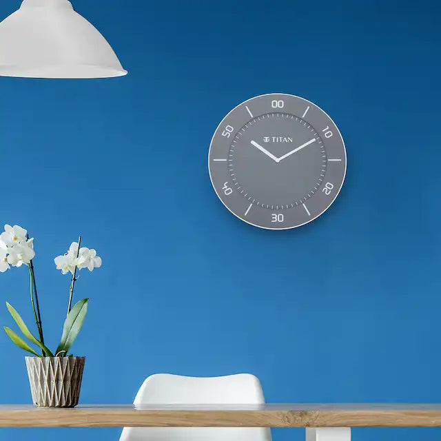 Titan Grey Slim Wall Clock - 30 cm x 30 cm (Medium) W0047PA02 - KRISHNA WATCH COMPANY