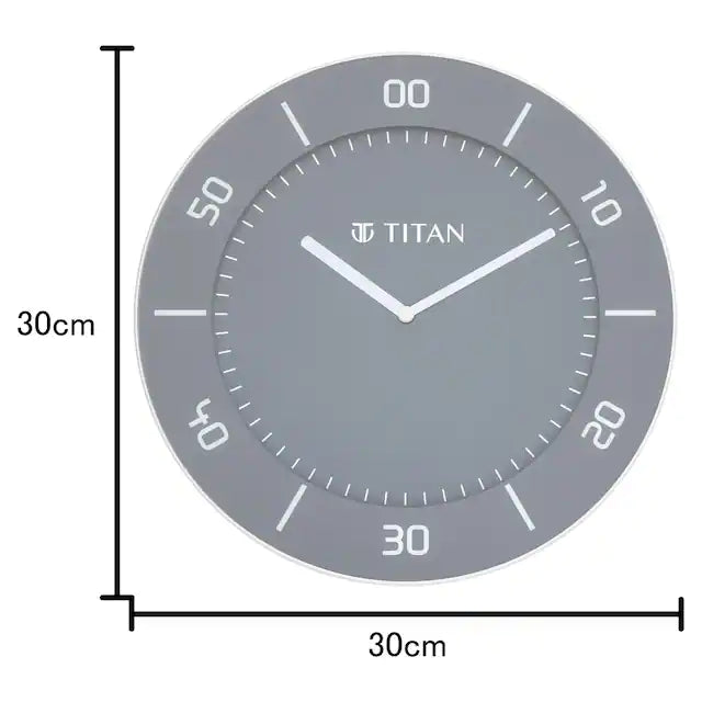 Titan Grey Slim Wall Clock - 30 cm x 30 cm (Medium) W0047PA02 - KRISHNA WATCH COMPANY