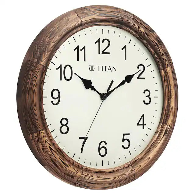 Titan Classic Wooden Wall Clock with flame treated case Silent Sweep Technology - W0051WA01 - KRISHNA WATCH COMPANY