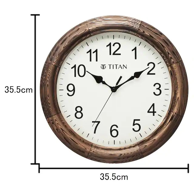 Titan Classic Wooden Wall Clock with flame treated case Silent Sweep Technology - W0051WA01