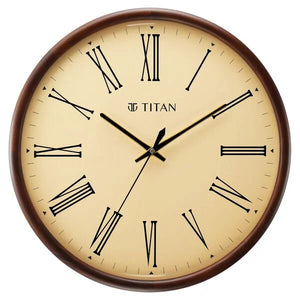 Titan Classic Wooden Wall Clock in Roman Numerals with Silent Sweep - W0065WA02 - KRISHNA WATCH COMPANY