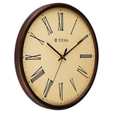 Titan Classic Wooden Wall Clock in Roman Numerals with Silent Sweep - W0065WA02