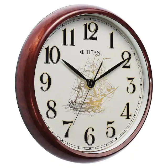 Titan WALL CLOCK with Ship Design on Dial and Silent Sweep - W0070PA01 - KRISHNA WATCH COMPANY