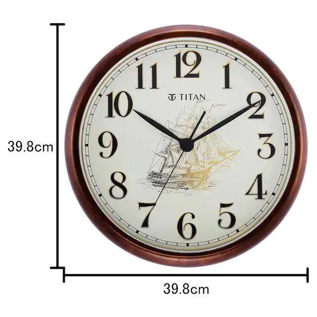Titan WALL CLOCK with Ship Design on Dial and Silent Sweep - W0070PA01 - KRISHNA WATCH COMPANY