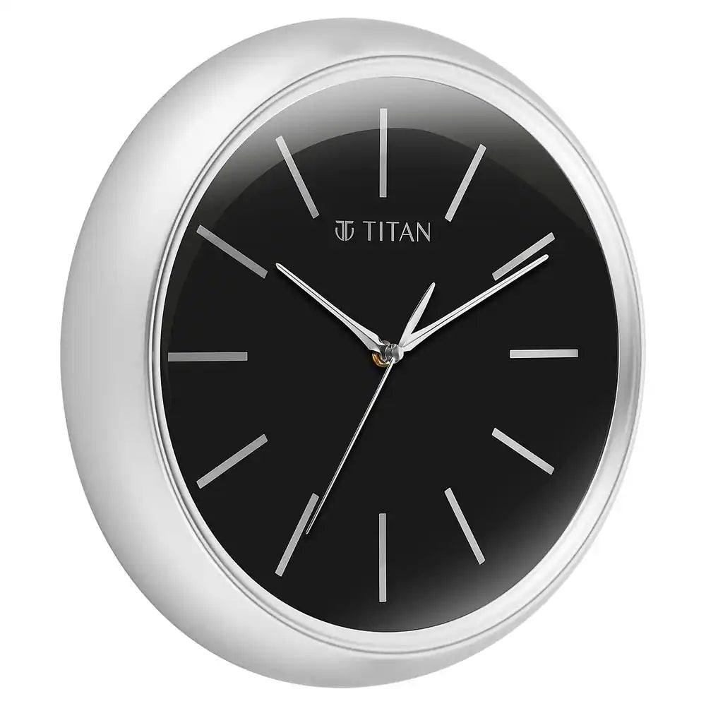 Titan Classic Silver Colour Wall Clock with Silent W0072PA02 - KRISHNA WATCH COMPANY