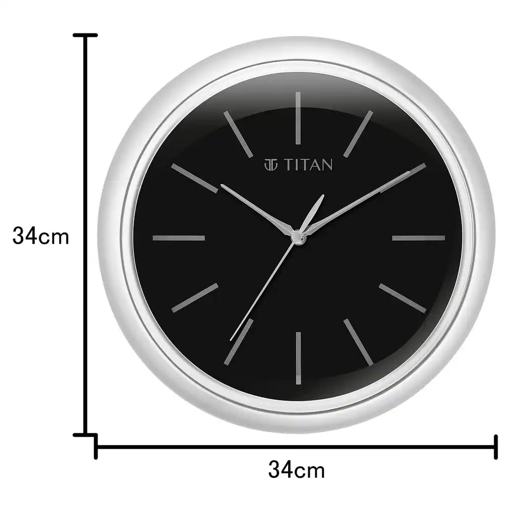 Titan Classic Silver Colour Wall Clock with Silent Sweep 34 x 34 (Medium) W0072PA02