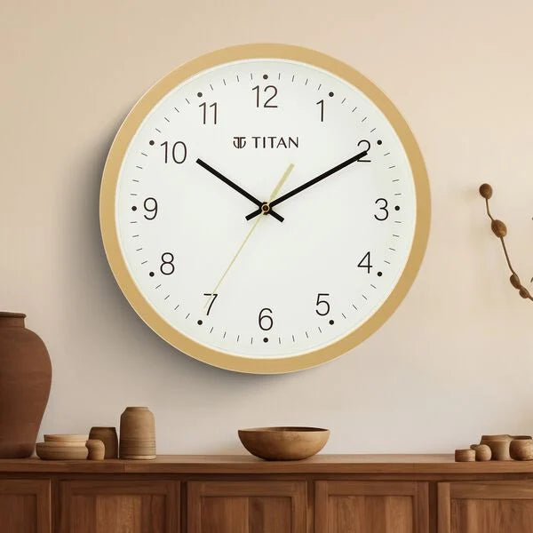 Titan Classic Quartz Analog White Dial Wall Clock With Silent Sweep Technology nuw0074pa03