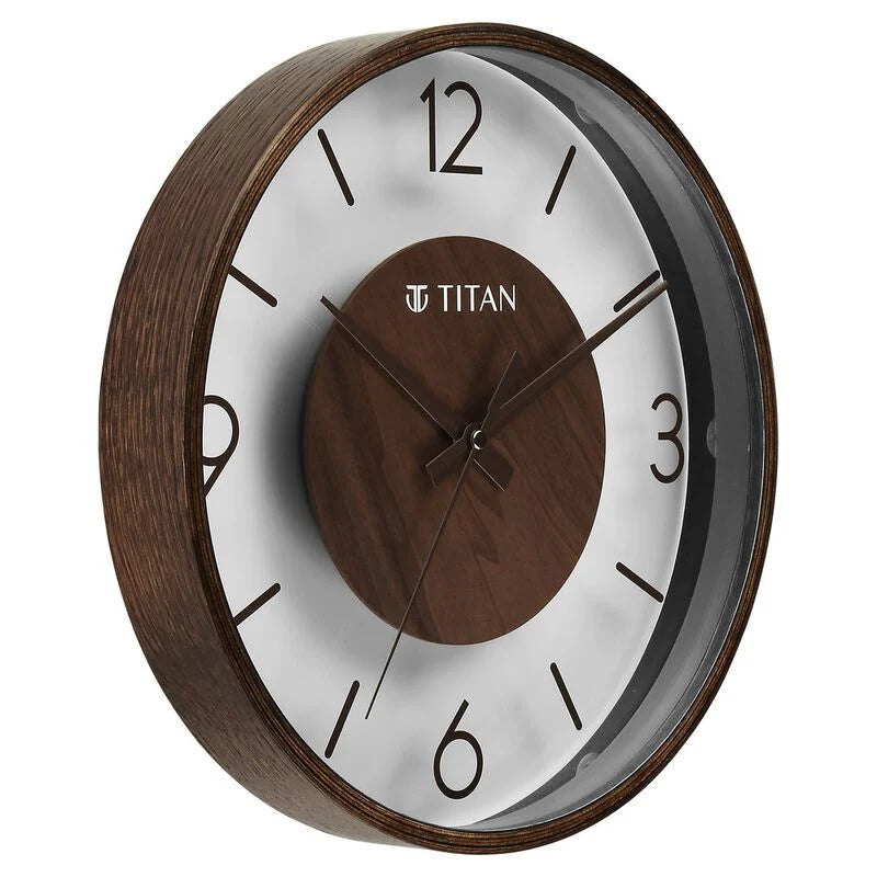 Titan Glass Wood Fusion Wall Clock W0089WA01 KRISHNA WATCH COMPANY