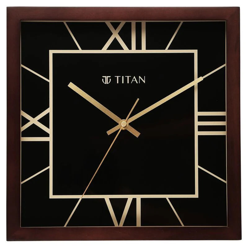 Titan Black & Timber Wooden Wall Clock W0090WA01 - KRISHNA WATCH COMPANY