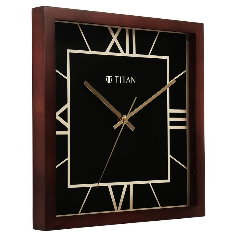 Titan Black & Timber Wooden Wall Clock W0090WA01 - KRISHNA WATCH COMPANY