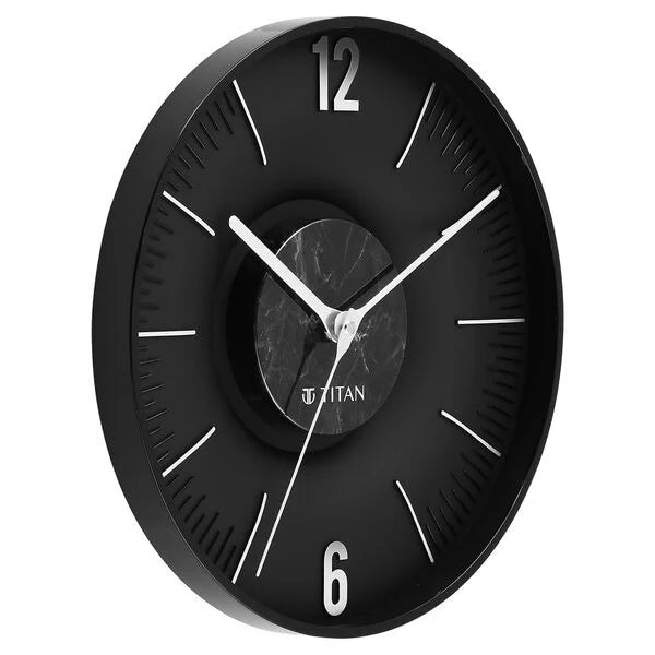 Titan Earth Flare Wall Clock - Black Marble Texture w0093pa02