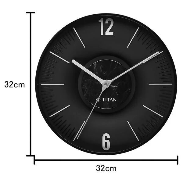 Titan Earth Flare Wall Clock - Black Marble Texture w0093pa02