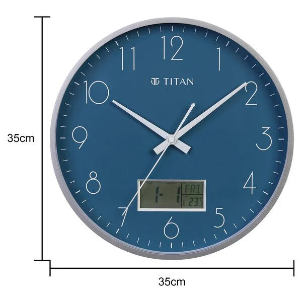 Titan Contemporary Ana-Digi Wall Clock with Thermometer w0100pc01