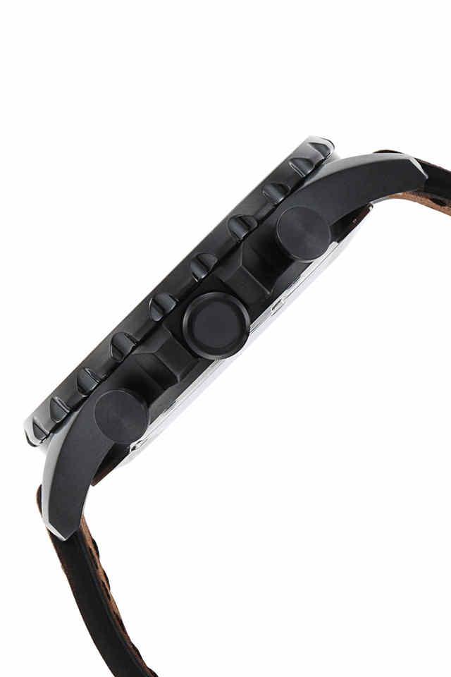 Fossil Mens 50 mm Nate Black Dial Leather Chronograph Watch - JR1487 - KRISHNA WATCH COMPANY