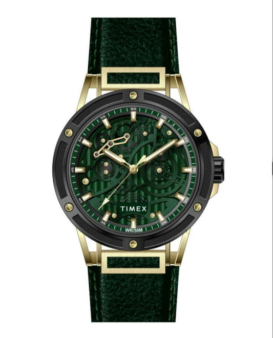 Timex Men's Premium Green Skeletal Dial Analog Watch -TWEG27800