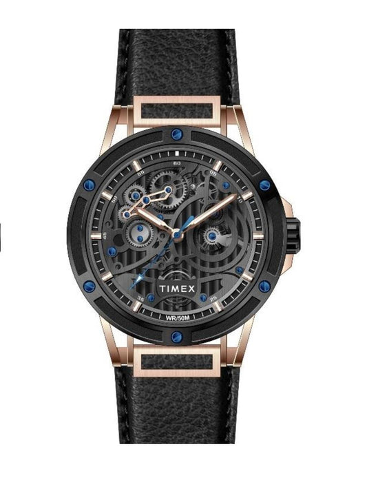 Timex Men's Premium Black Skeletal Dial Analog Watch -TWEG27801