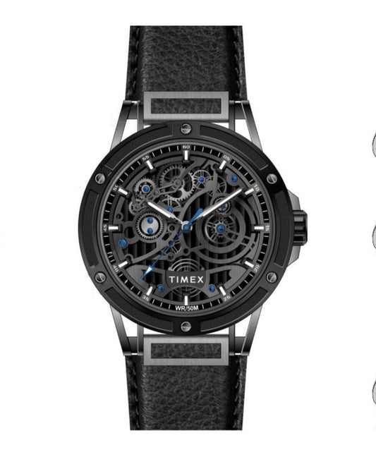 Timex Men's Premium Black Skeletal Dial Analog Watch -TWEG27802