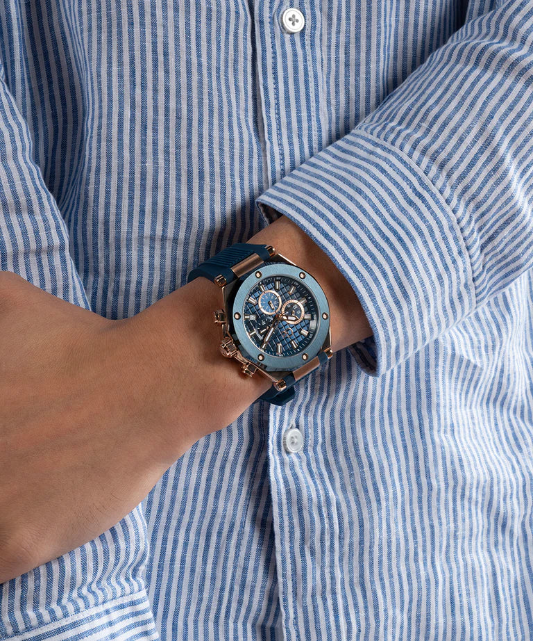 Gc Legacy Blue Round Dial Analog Men Watch - Z18006G7MF - KRISHNA WATCH COMPANY