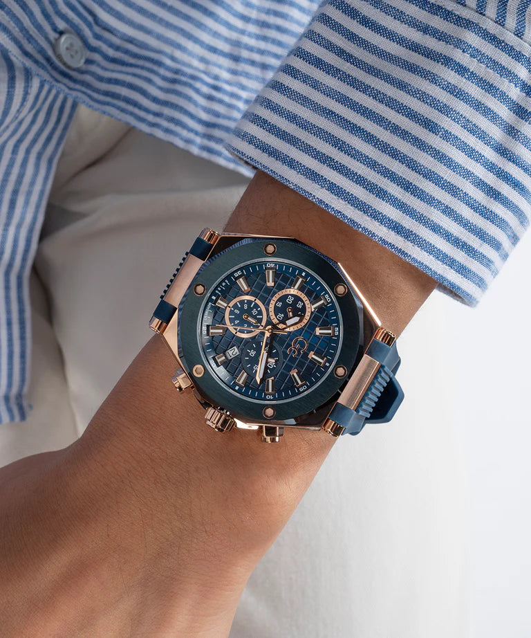 Gc Legacy Blue Round Dial Analog Men Watch - Z18006G7MF - KRISHNA WATCH COMPANY