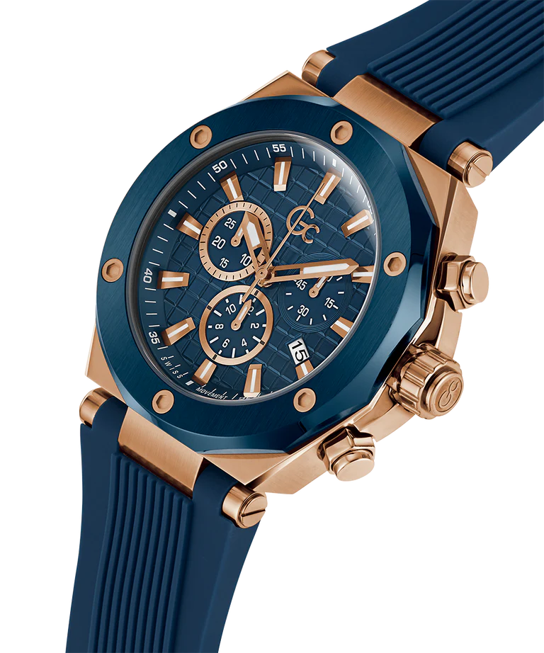 Gc Legacy Blue Round Dial Analog Men Watch - Z18006G7MF - KRISHNA WATCH COMPANY