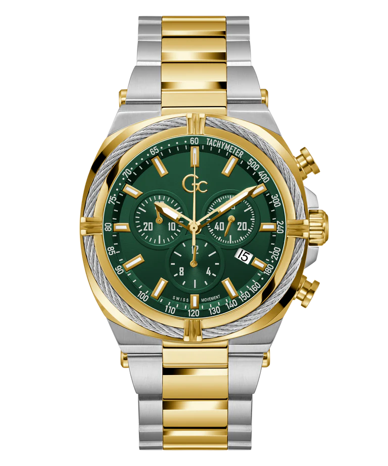 Gc Ironclass Green Round Dial Analog Mens Watch - Z32005G9