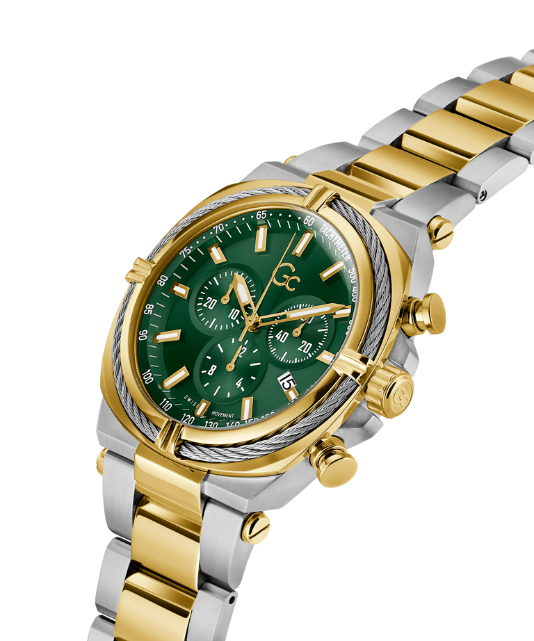 Gc Ironclass Green Round Dial Analog Mens Watch - Z32005G9