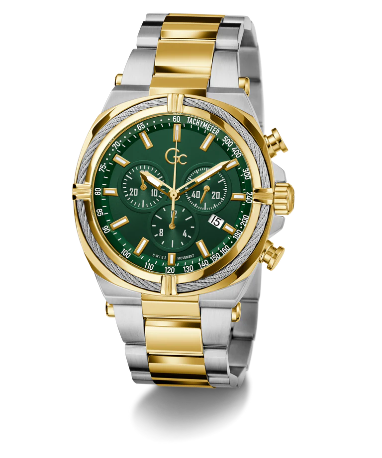 Gc Ironclass Green Round Dial Analog Mens Watch - Z32005G9