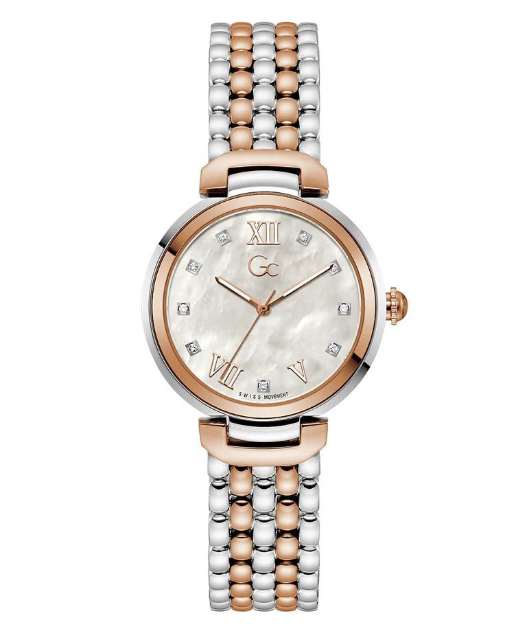Gc White Round Dial Analog Women's Watch - Z64001L1