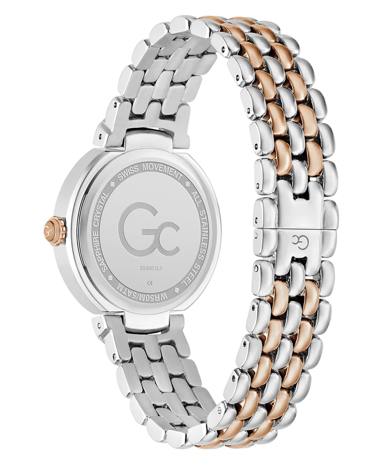 Gc White Round Dial Analog Women's Watch - Z64001L1