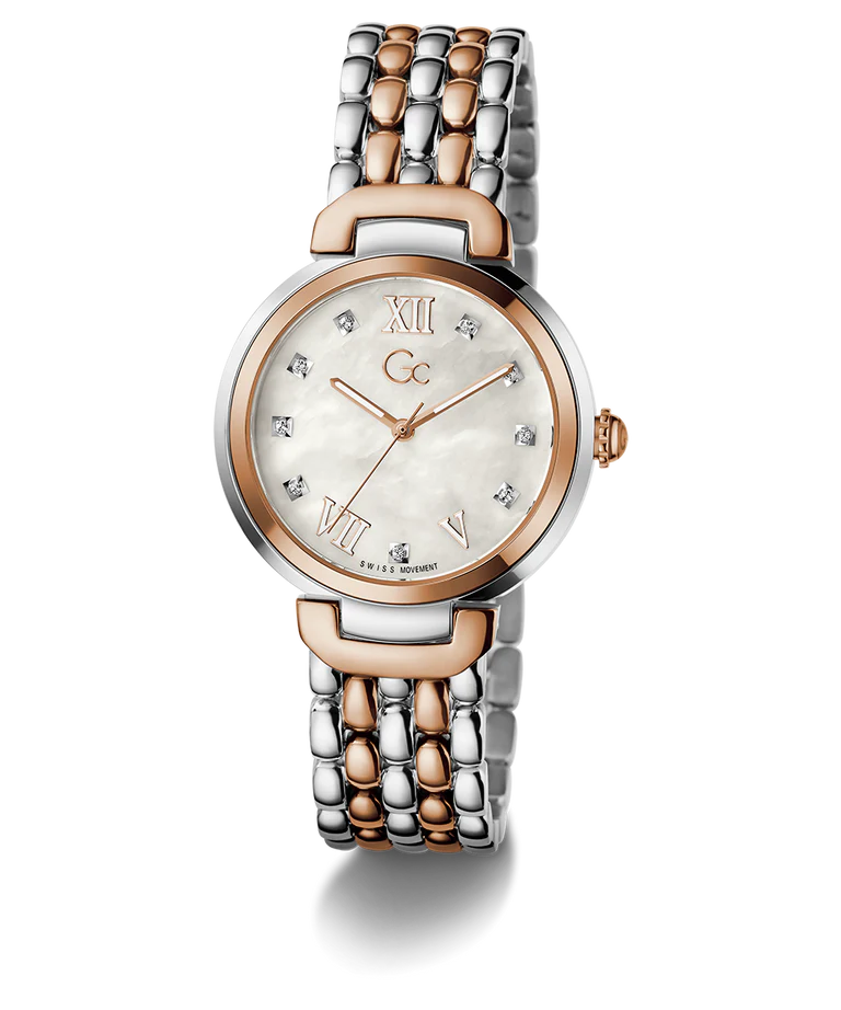 Gc White Round Dial Analog Women's Watch - Z64001L1
