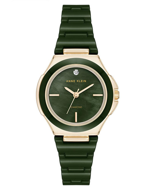 Anne Klein Quartz 30 mm Ceramic Analogue Watch for Women - AK5112GPGN