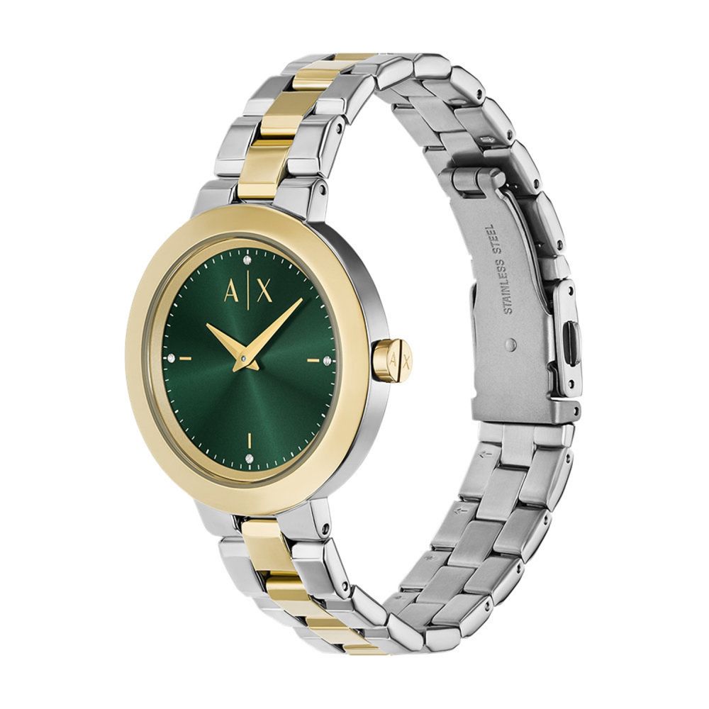 Armani Exchange Women Embellished Dial & Stainless Steel Straps Analogue Watch AX5176