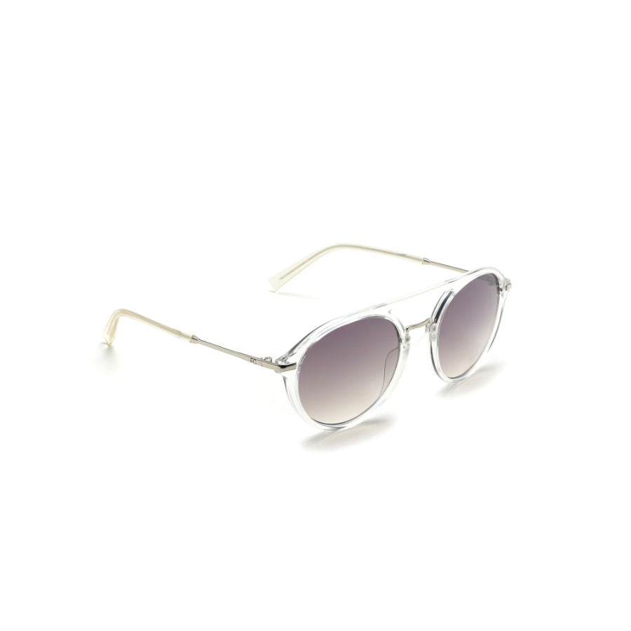 French Connection Grey Lens Round Sunglass Full Rim Transparent Frame With Gradient (FC 7567 C1)