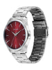 Sonata Ease Quartz Red Dial Silver Metal Watch - 77163SM09W