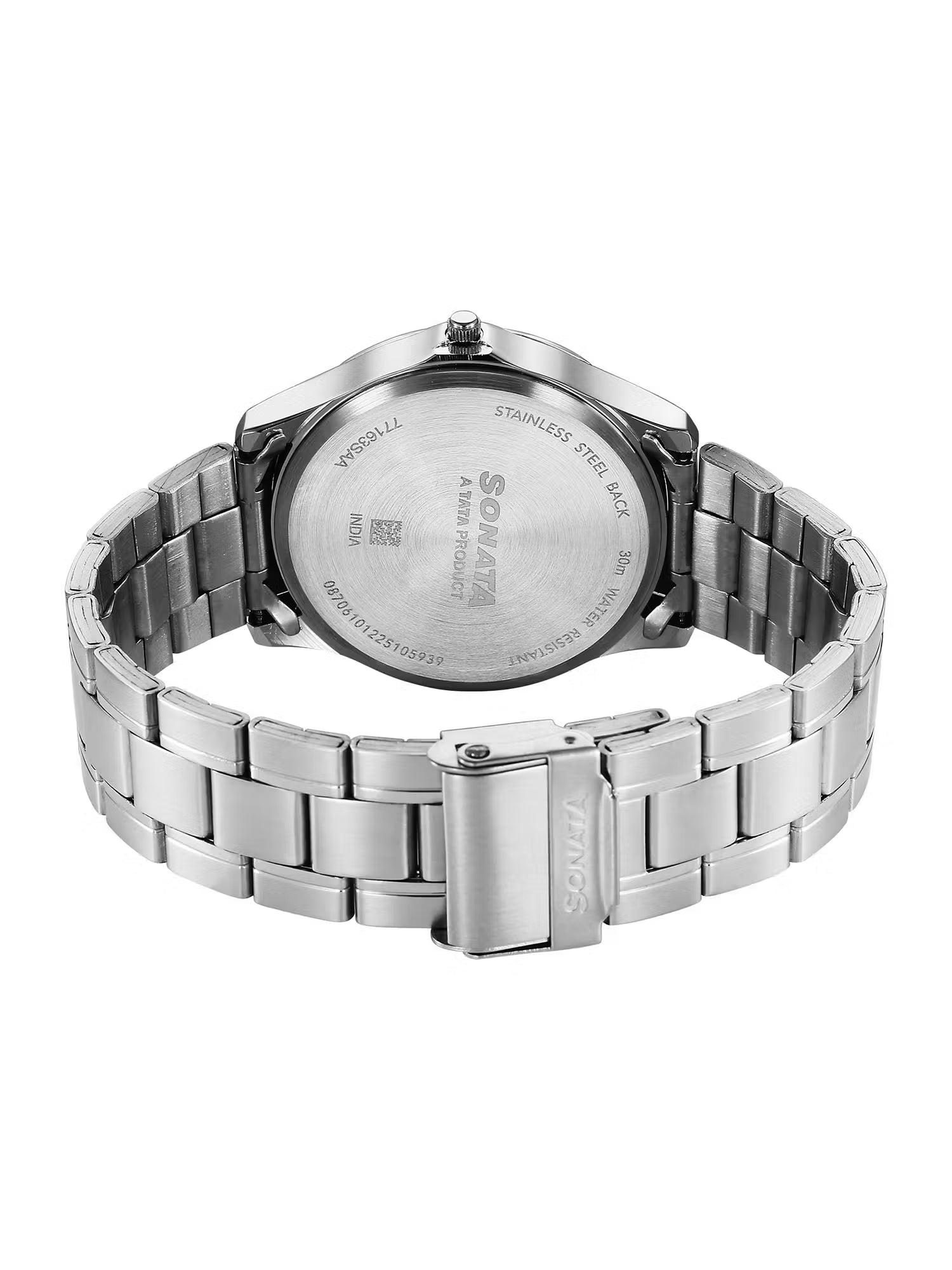 Sonata Ease Quartz Red Dial Silver Metal Watch - 77163SM09W