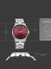 Sonata Ease Quartz Red Dial Silver Metal Watch - 77163SM09W