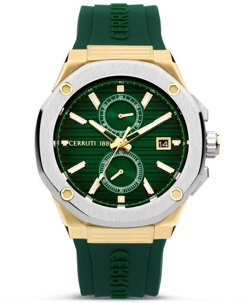CERRUTI 1881 36 mm Green Dial Silicone Analogue Watch For Men - CECIWGQ0006903W