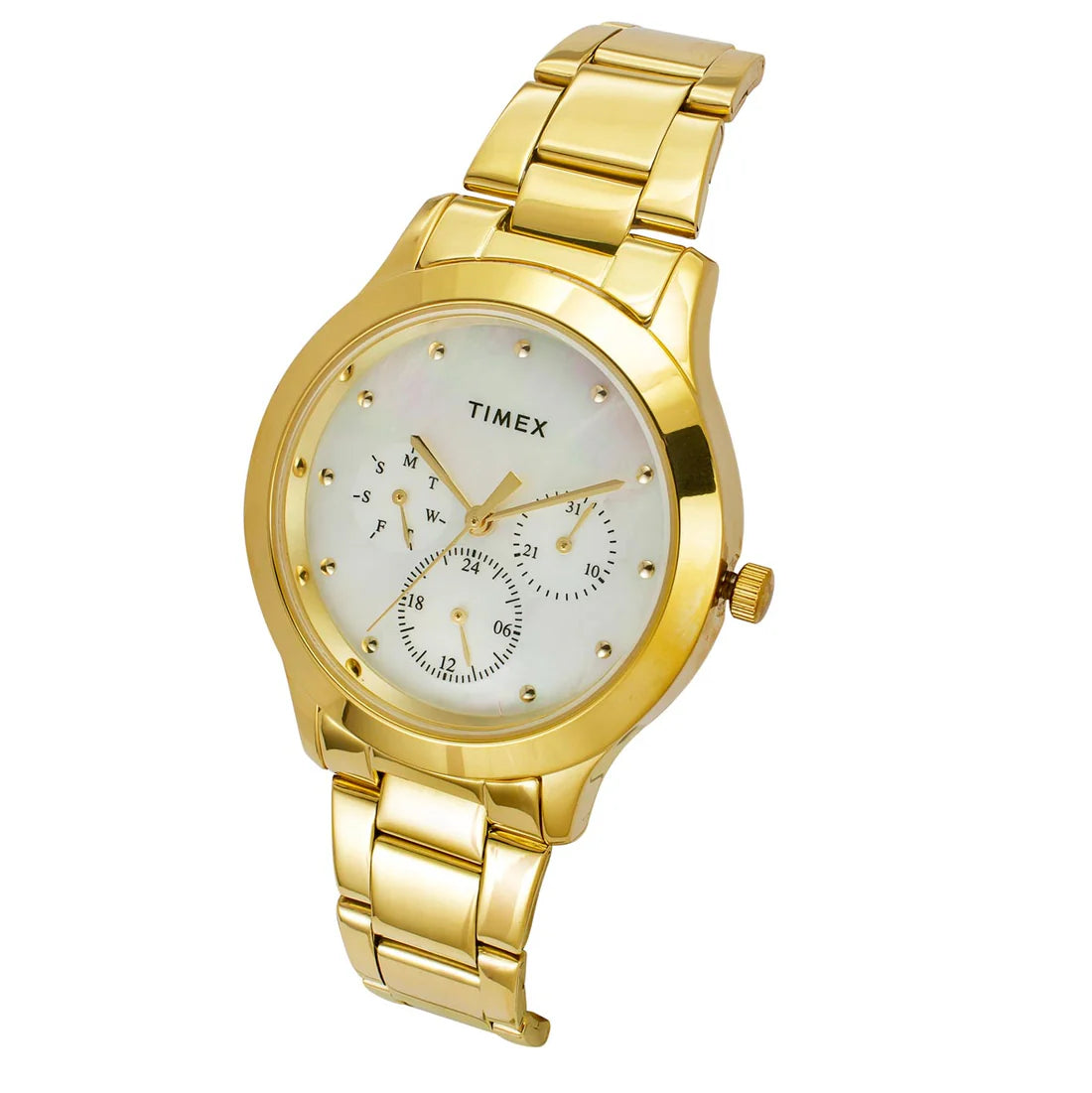 Timex Women's Mother of Pearl Round Chronograph Stainless Steel Watch TW000Q818-EX